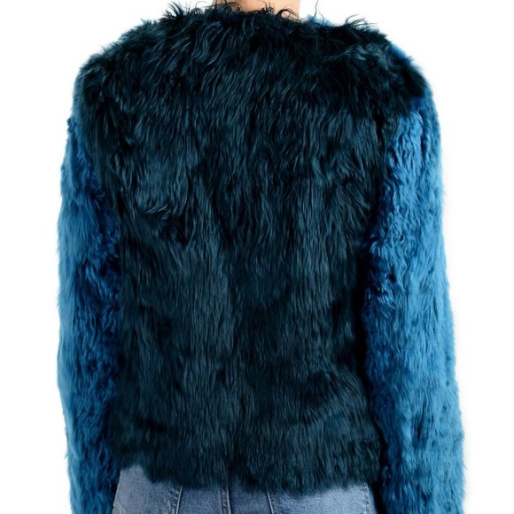 Versace Women's Real Fur Lama Silk Leather Jacket - Picture 3 of 6
